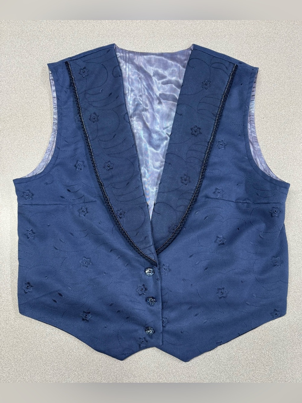 Navy Embroidered V-Neck Vest Floral Fairy Renaissance Fair
